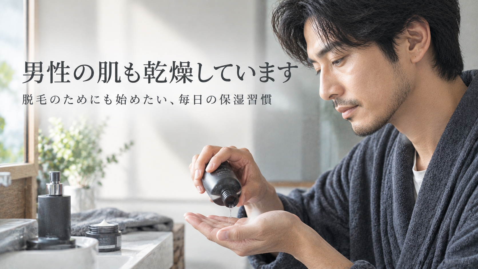 男性の肌も乾燥しています。脱毛のためにも始めたい、毎日のスキンケア習慣